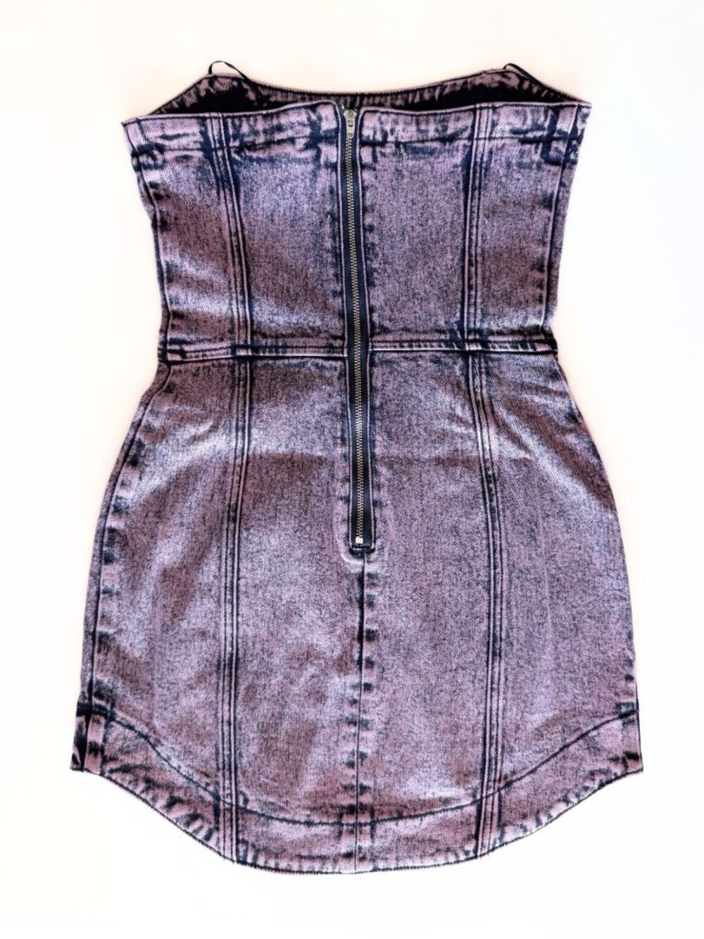 Amanda Uprichard Joss Dress Pink Acid Denim Mini NWT Strapless - Picture 6 of 9